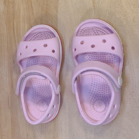 Crocs Pink White Infant Toddler Sandals - Picture 2 of 9